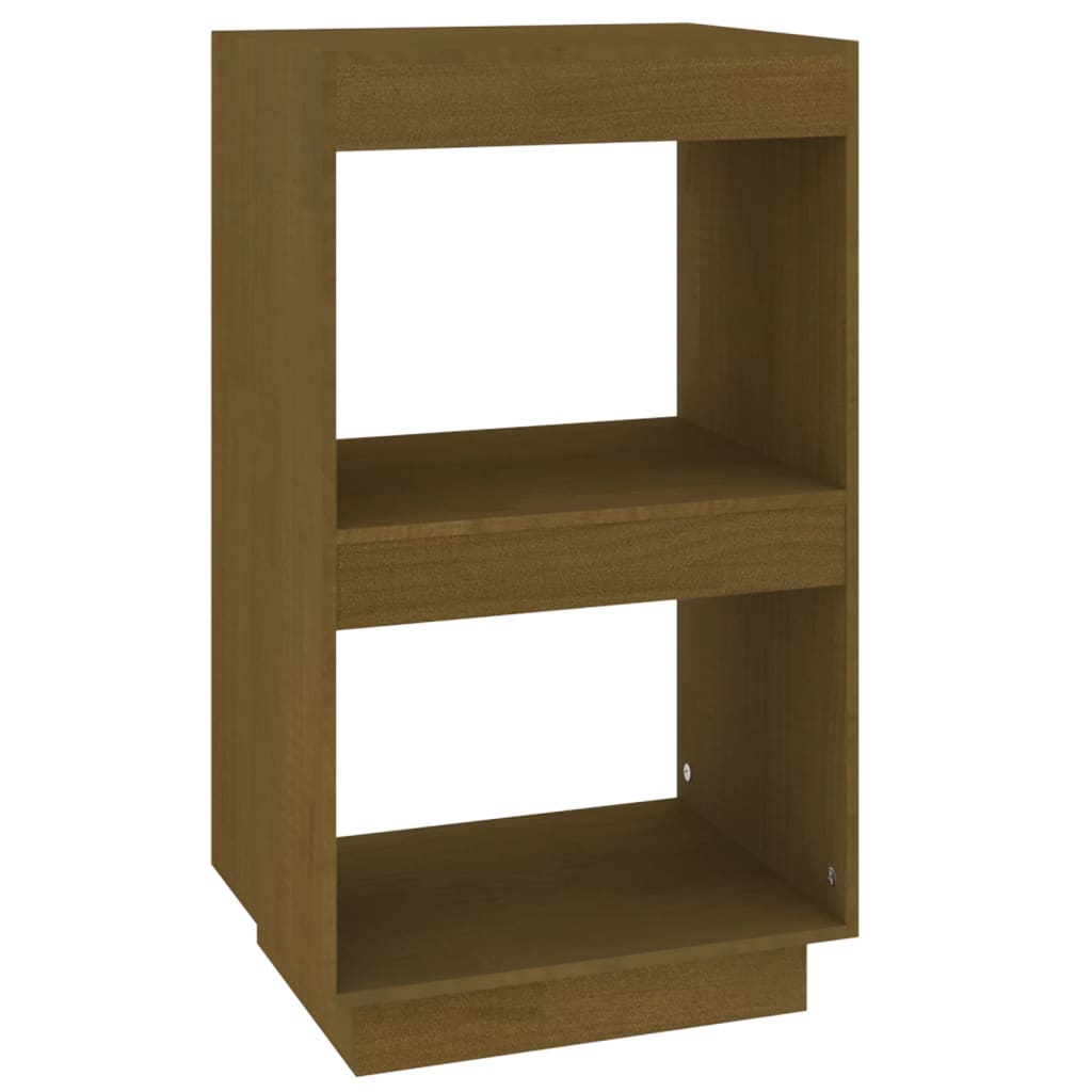 bogreol 40x35x71 cm massivt fyrretræ gyldenbrun