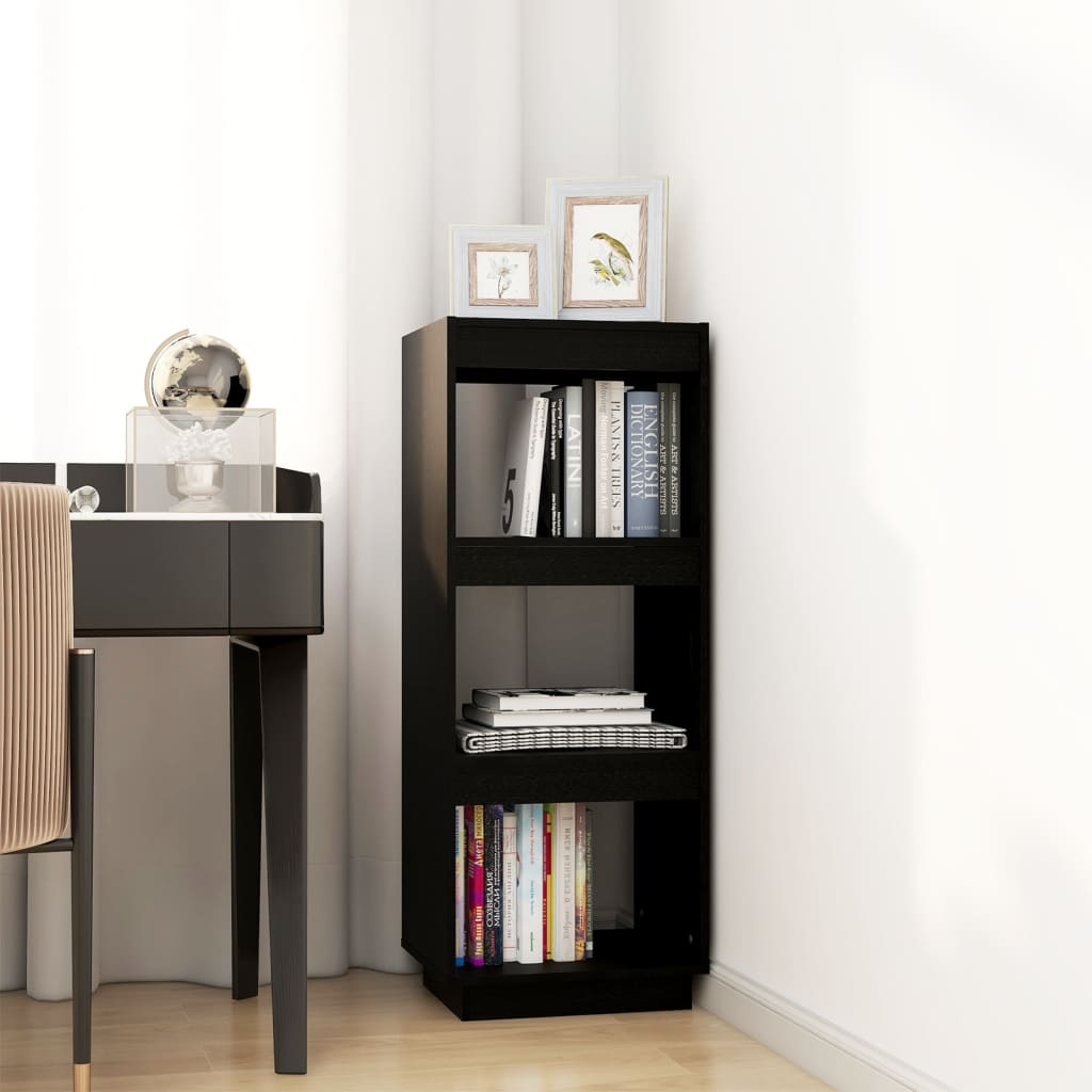 bogreol/rumdeler 40x35x103 cm massivt fyrretræ sort
