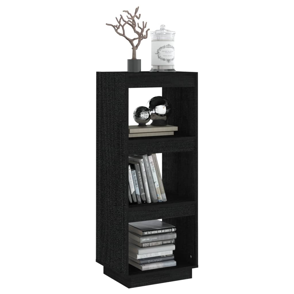 bogreol/rumdeler 40x35x103 cm massivt fyrretræ sort