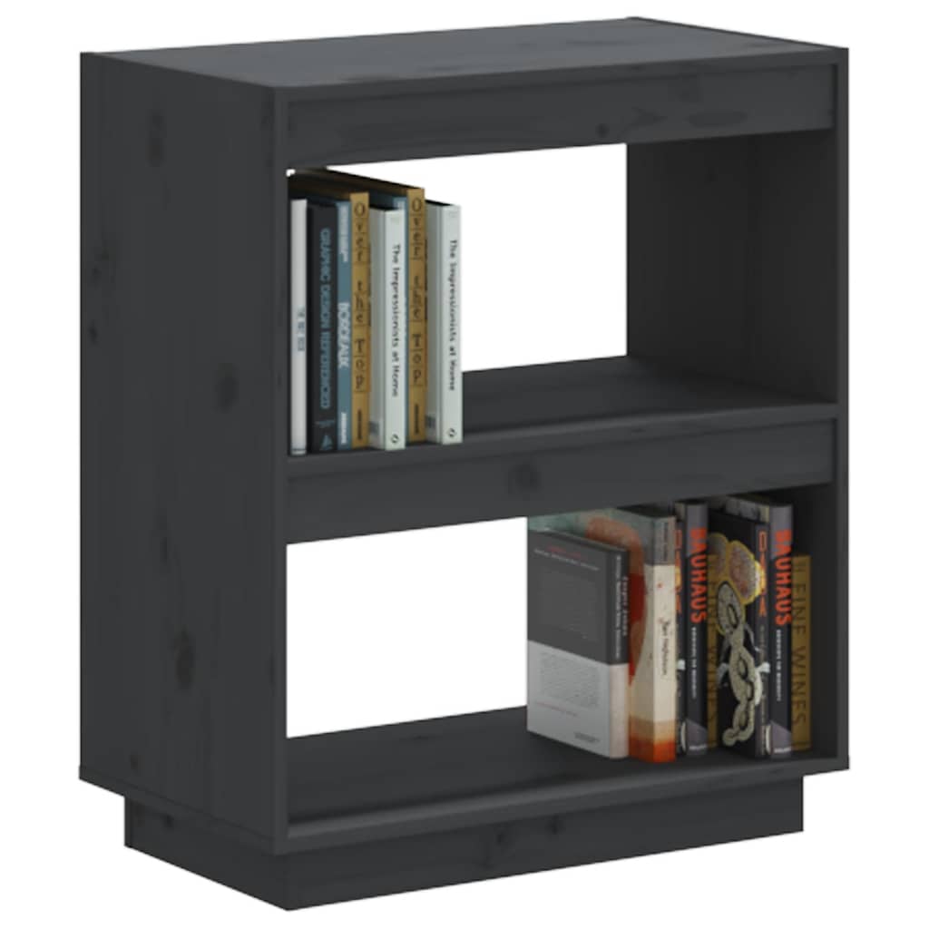 bogreol 60x35x71 cm massivt fyrretræ grå