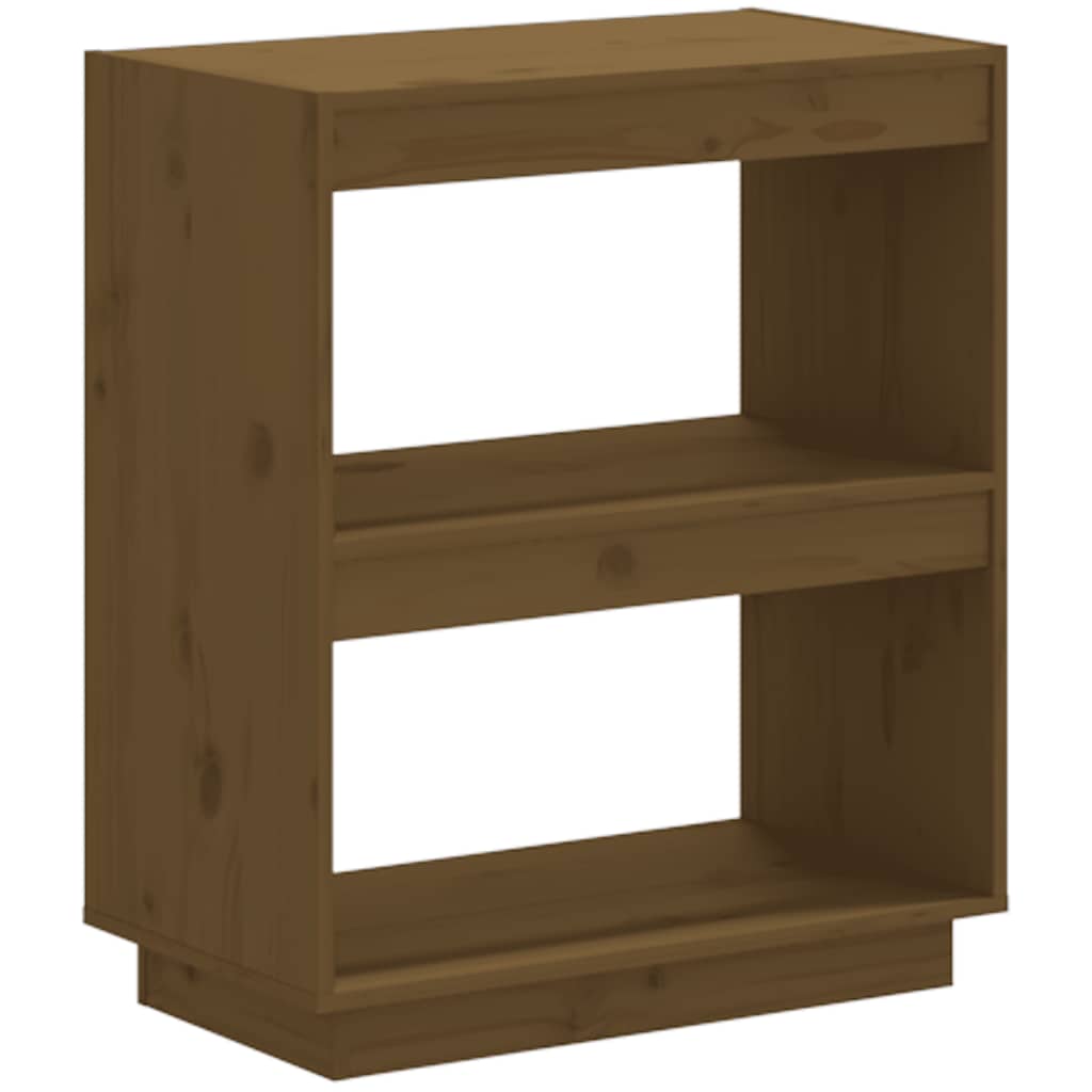 bogreol 60x35x71 cm massivt fyrretræ gyldenbrun