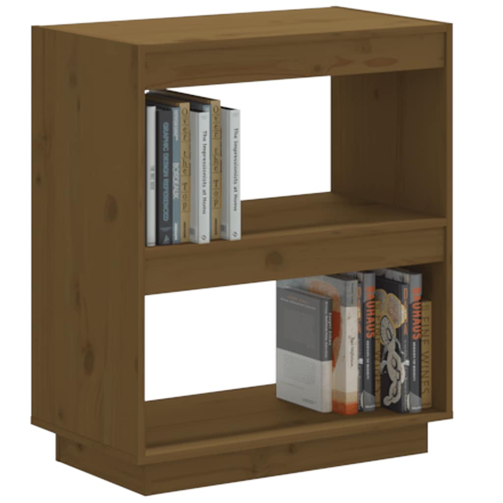 bogreol 60x35x71 cm massivt fyrretræ gyldenbrun
