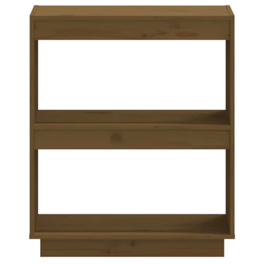 bogreol 60x35x71 cm massivt fyrretræ gyldenbrun