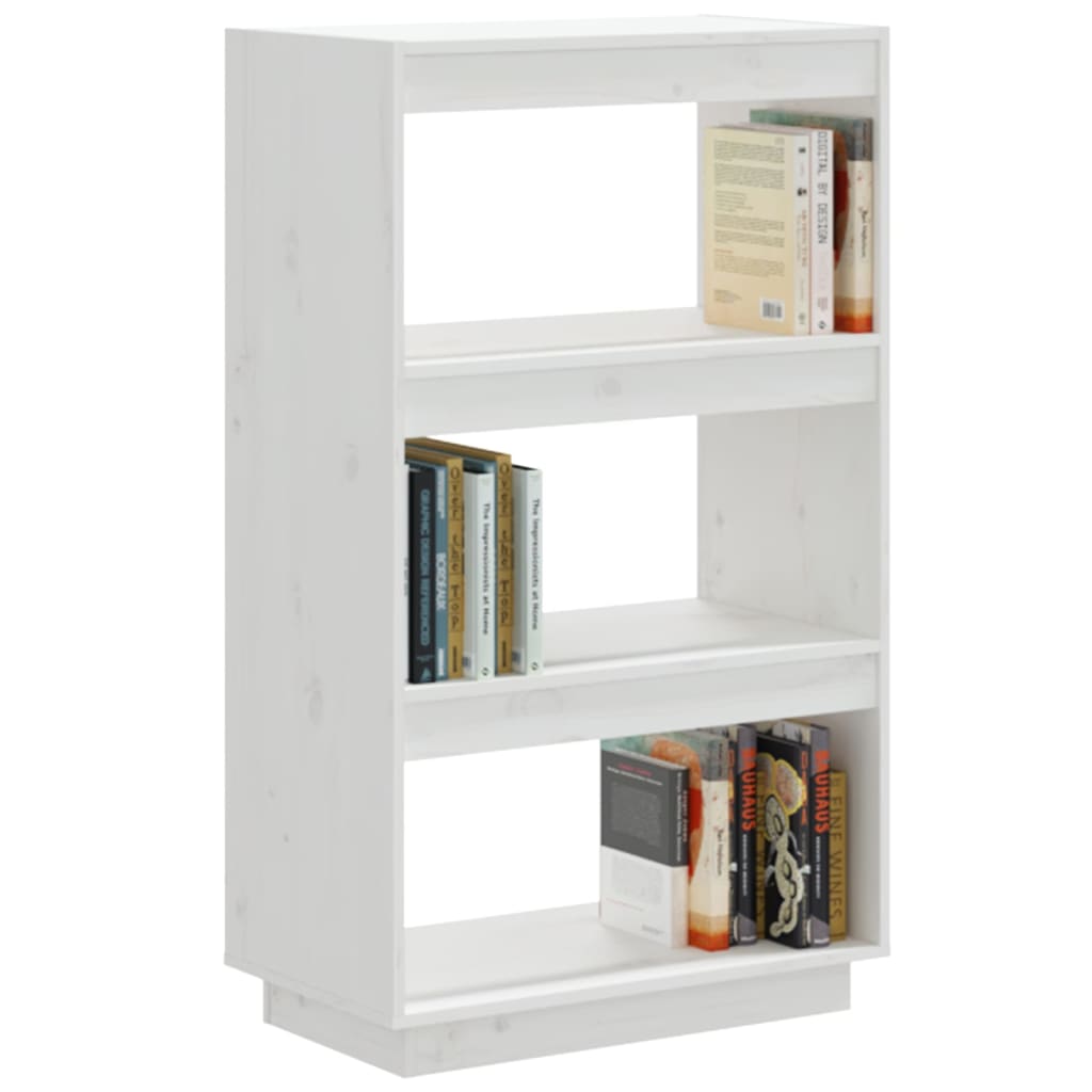 bogreol/rumdeler 60x35x103 cm massivt fyrretræ hvid