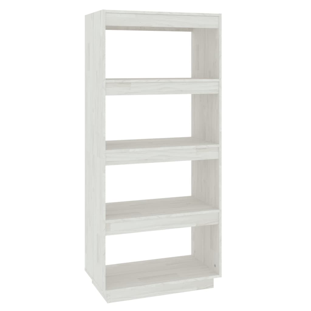 bogreol/rumdeler 60x35x135 cm massivt fyrretræ hvid