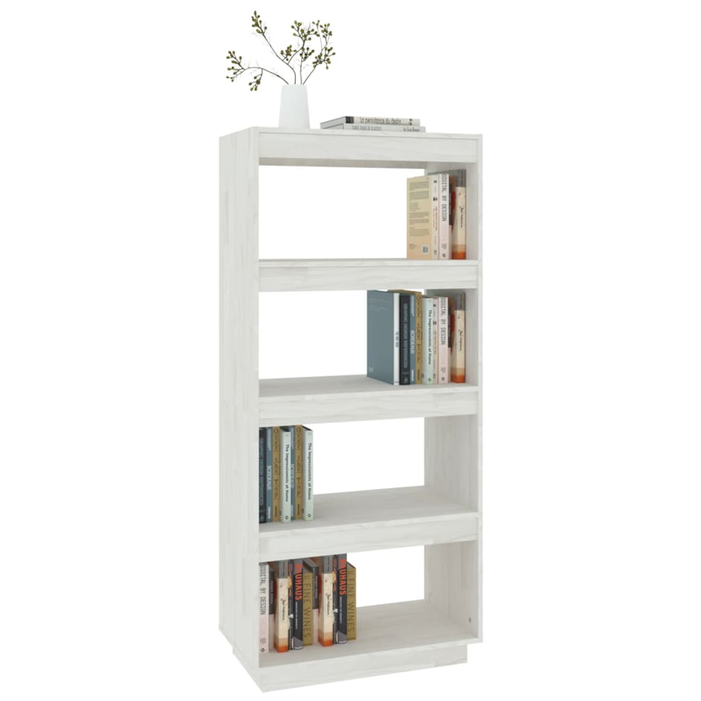 bogreol/rumdeler 60x35x135 cm massivt fyrretræ hvid