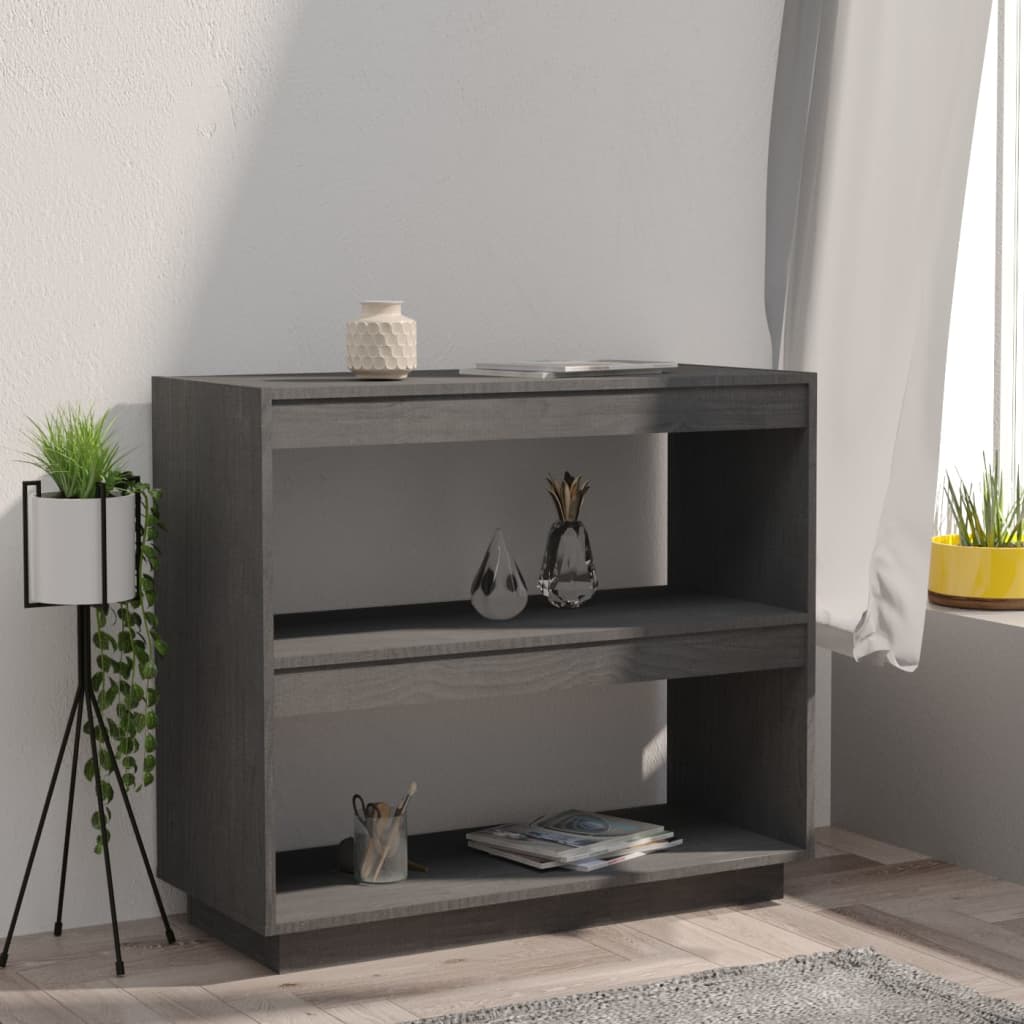 bogreol 80x35x71 cm massivt fyrretræ grå