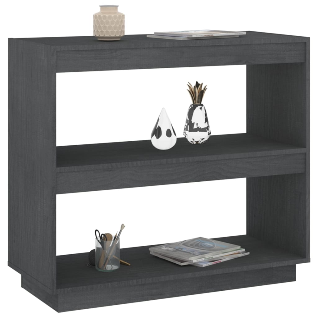 bogreol 80x35x71 cm massivt fyrretræ grå