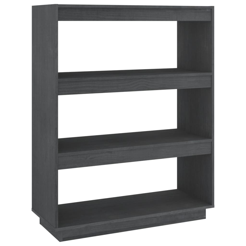 bogreol/rumdeler 80x35x103 cm massivt fyrretræ grå