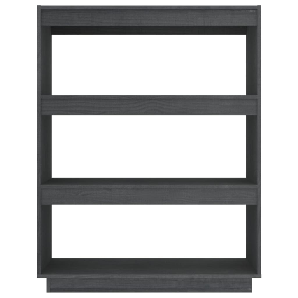 bogreol/rumdeler 80x35x103 cm massivt fyrretræ grå