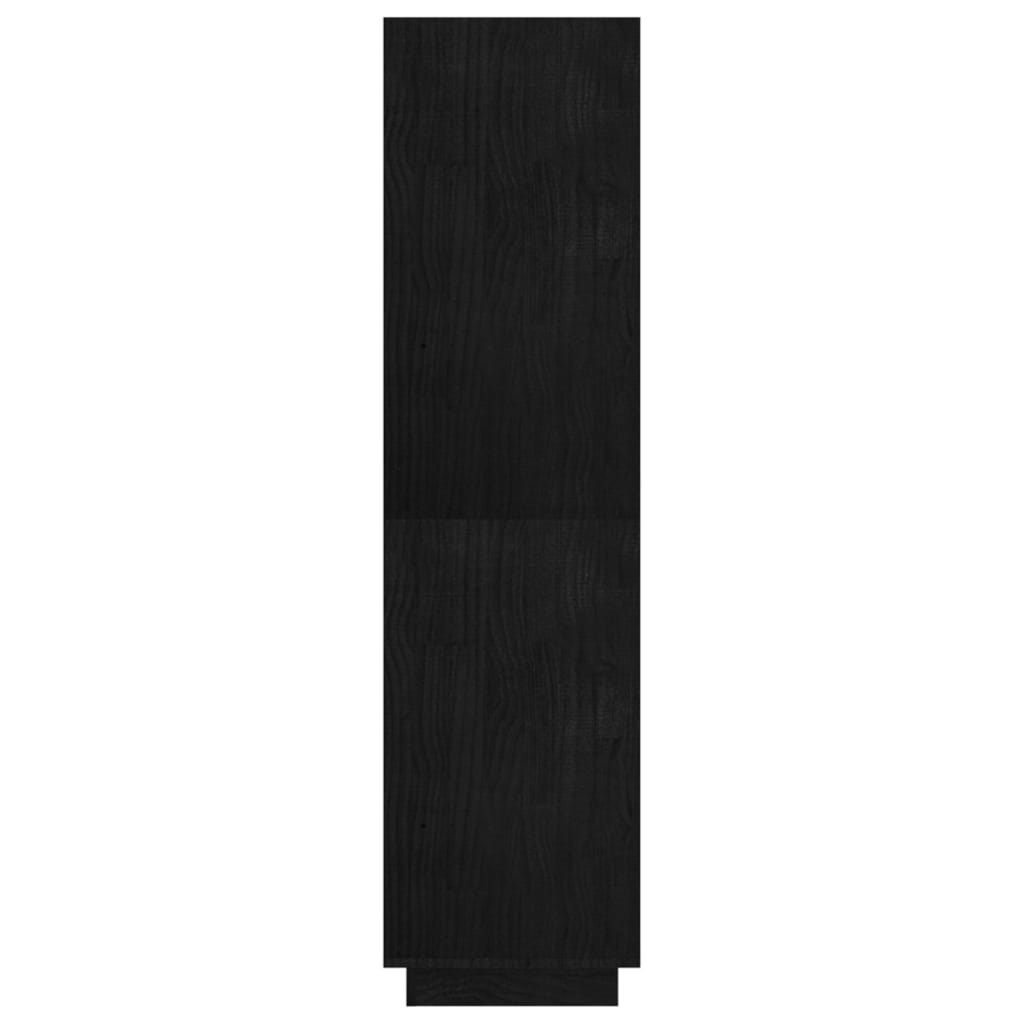 bogreol/rumdeler 80x35x135 cm massivt fyrretræ sort