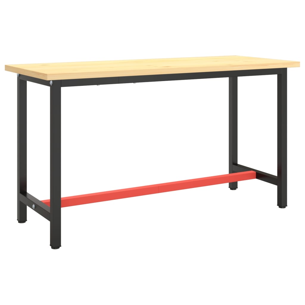 stel til arbejdsbænk 140x50x79 cm metal mat sort og mat rød