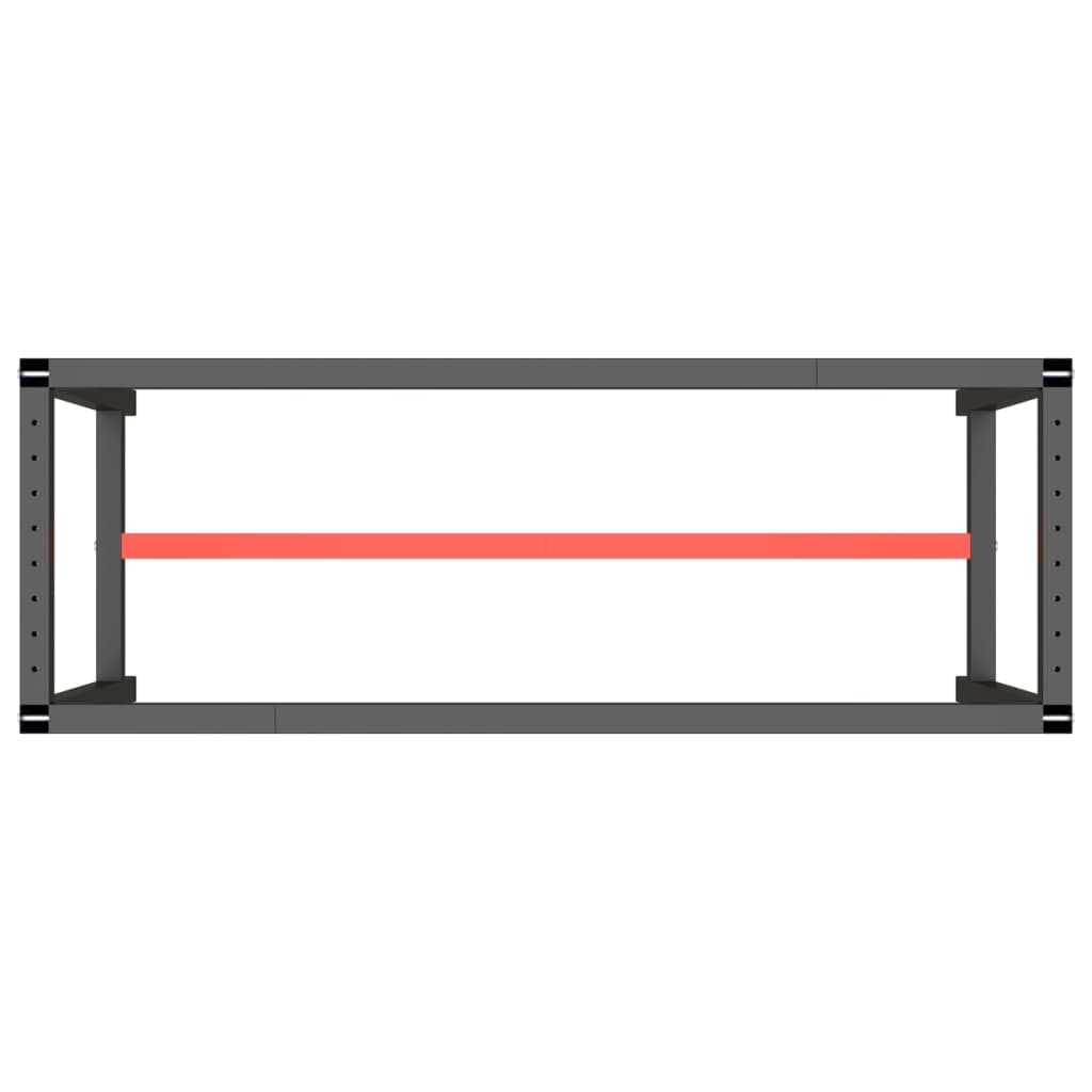 stel til arbejdsbænk 140x50x79 cm metal mat sort og mat rød
