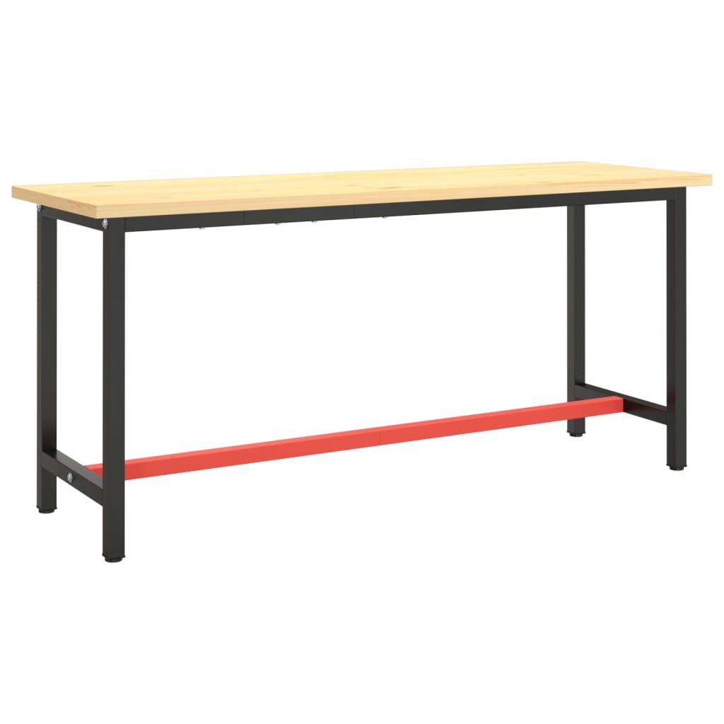 stel til arbejdsbænk 170x50x79 cm metal mat sort og mat rød