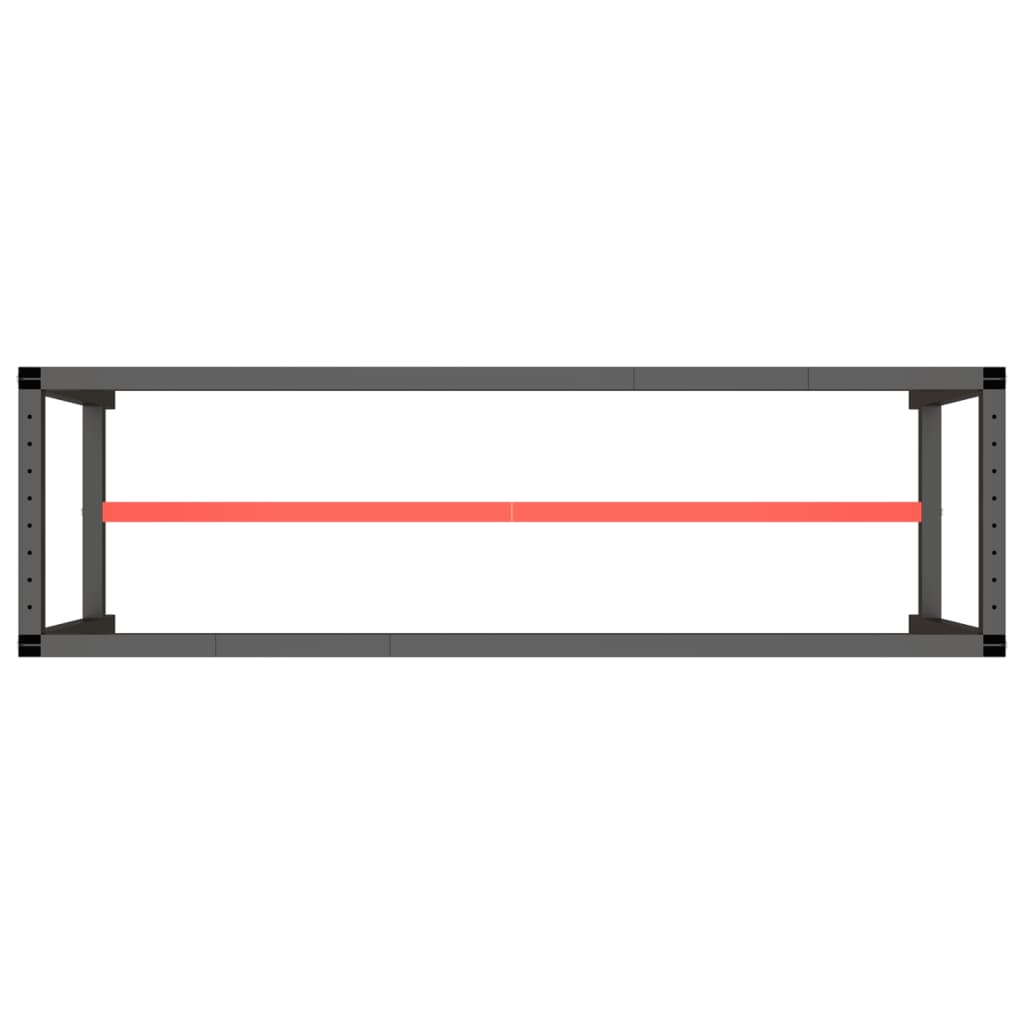 stel til arbejdsbænk 170x50x79 cm metal mat sort og mat rød