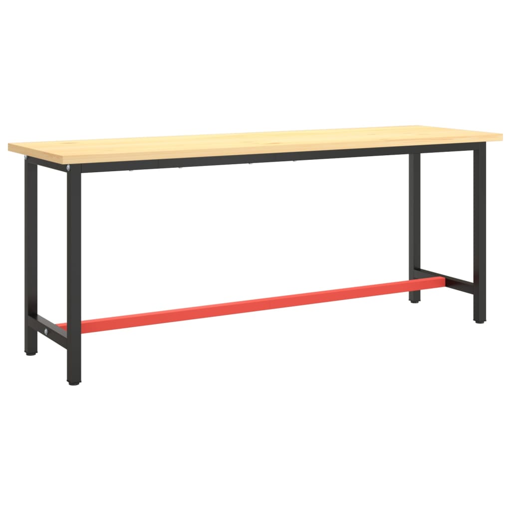 stel til arbejdsbænk 190x50x79 cm metal mat sort og mat rød