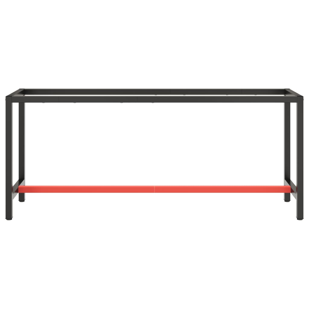 stel til arbejdsbænk 190x50x79 cm metal mat sort og mat rød