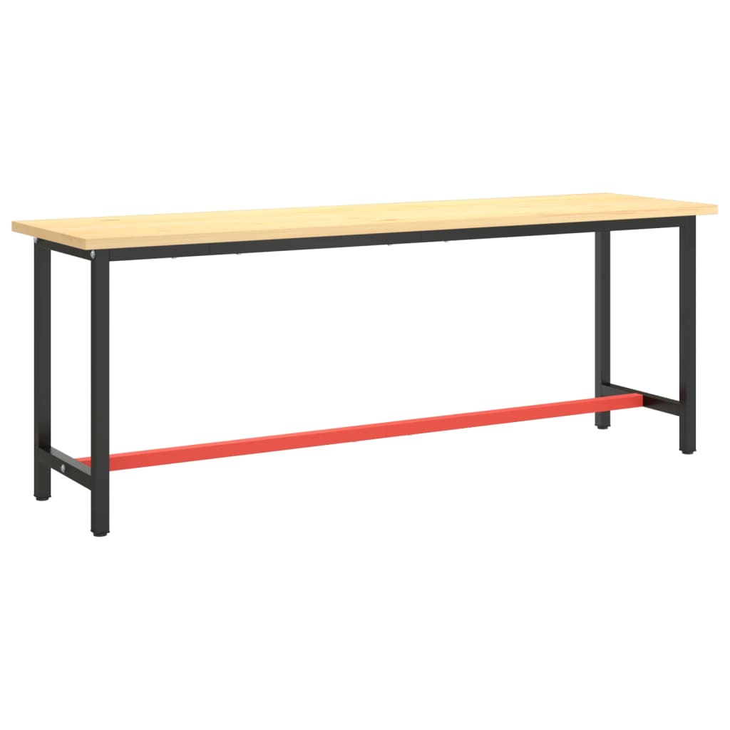 stel til arbejdsbænk 210x50x79 cm metal mat sort og mat rød
