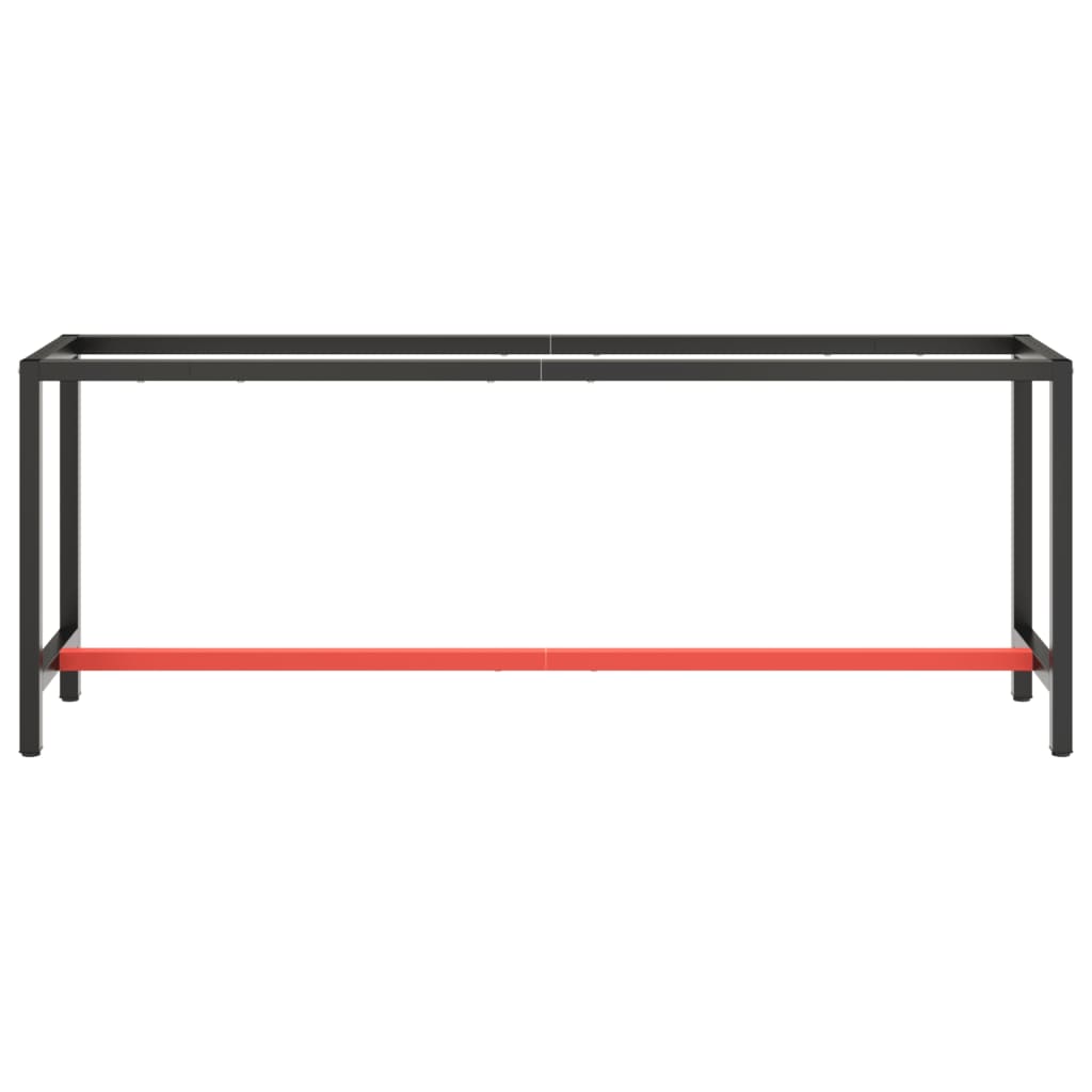 stel til arbejdsbænk 210x50x79 cm metal mat sort og mat rød