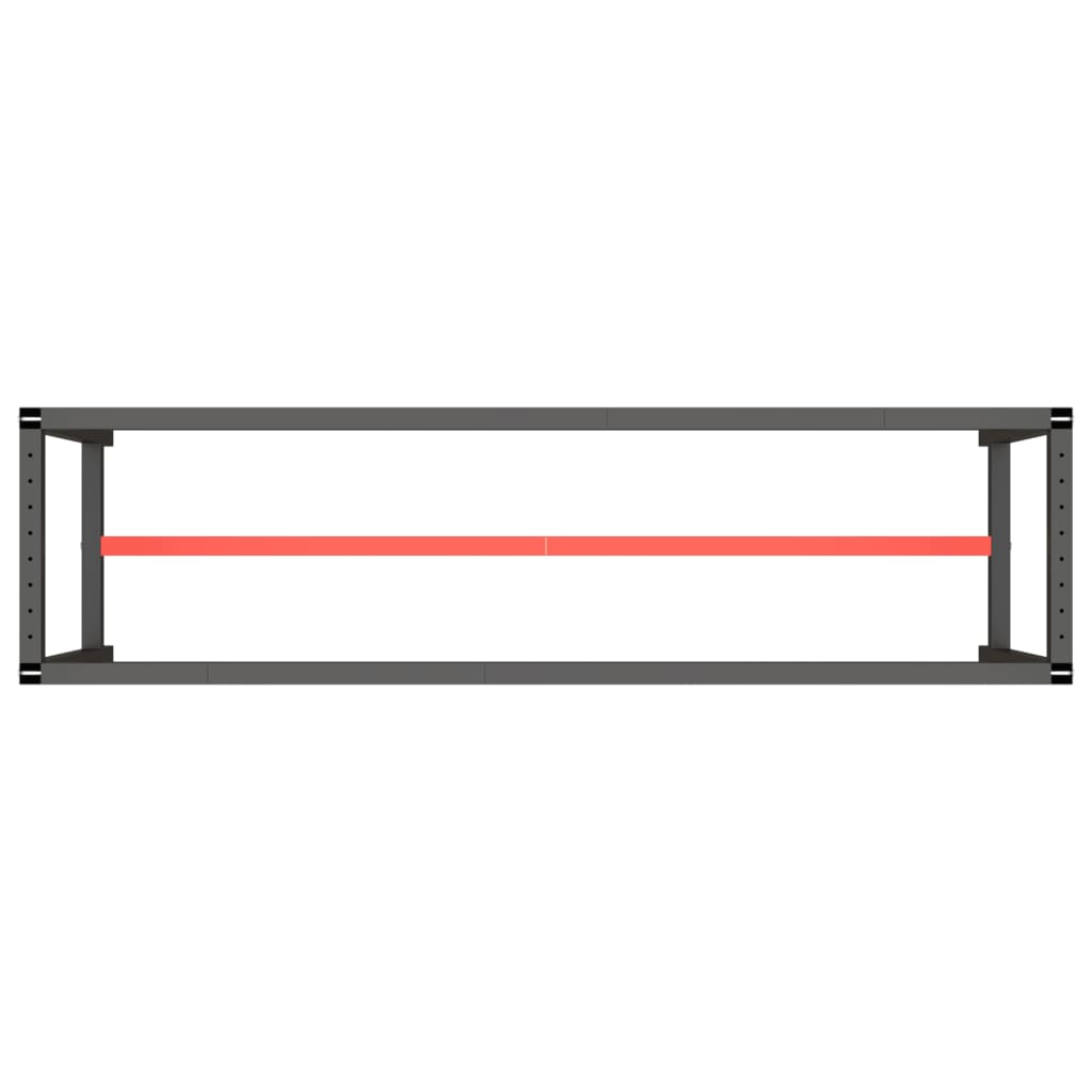 stel til arbejdsbænk 210x50x79 cm metal mat sort og mat rød