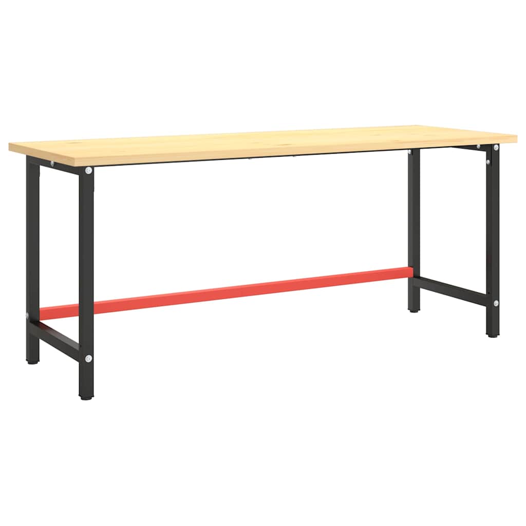 stel til arbejdsbænk 180x57x79 cm metal mat sort og mat rød