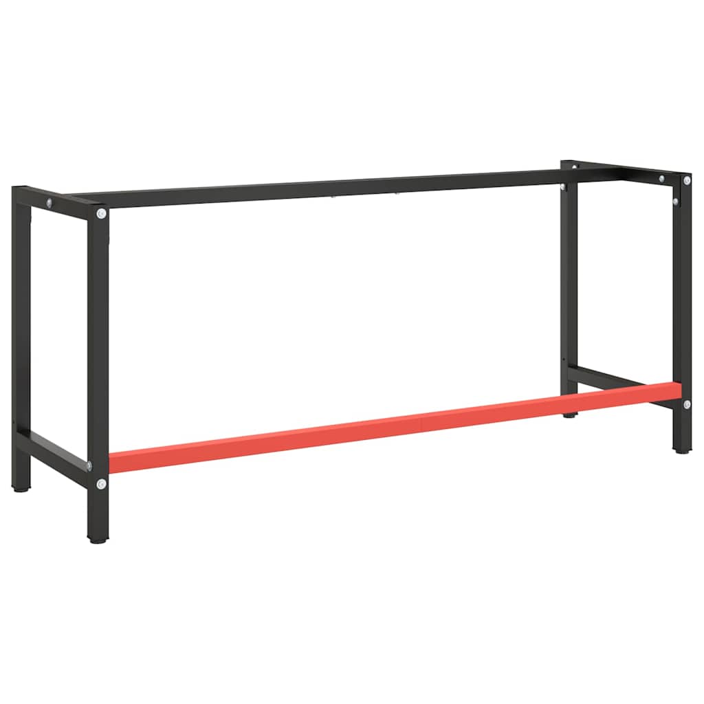 stel til arbejdsbænk 180x57x79 cm metal mat sort og mat rød