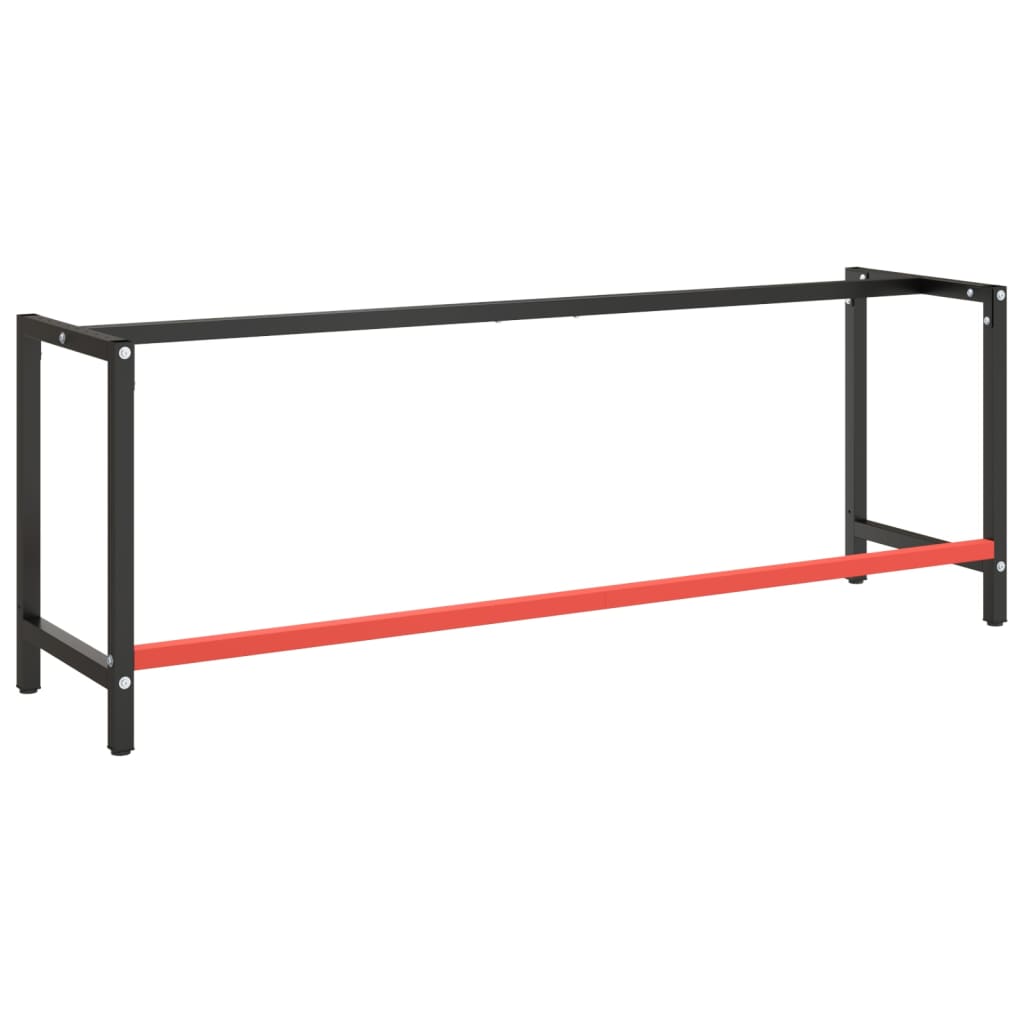 stel til arbejdsbænk 220x57x79 cm metal mat sort og mat rød
