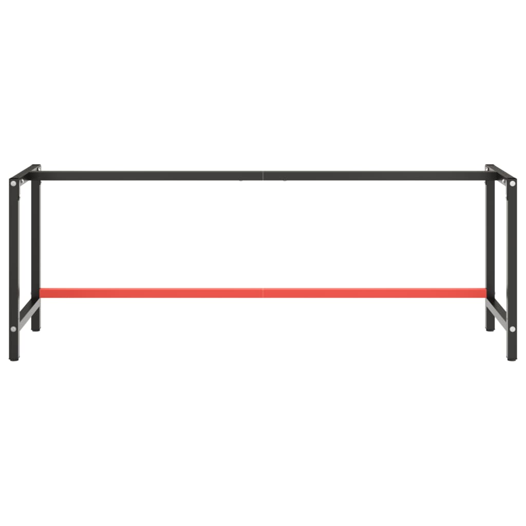 stel til arbejdsbænk 220x57x79 cm metal mat sort og mat rød