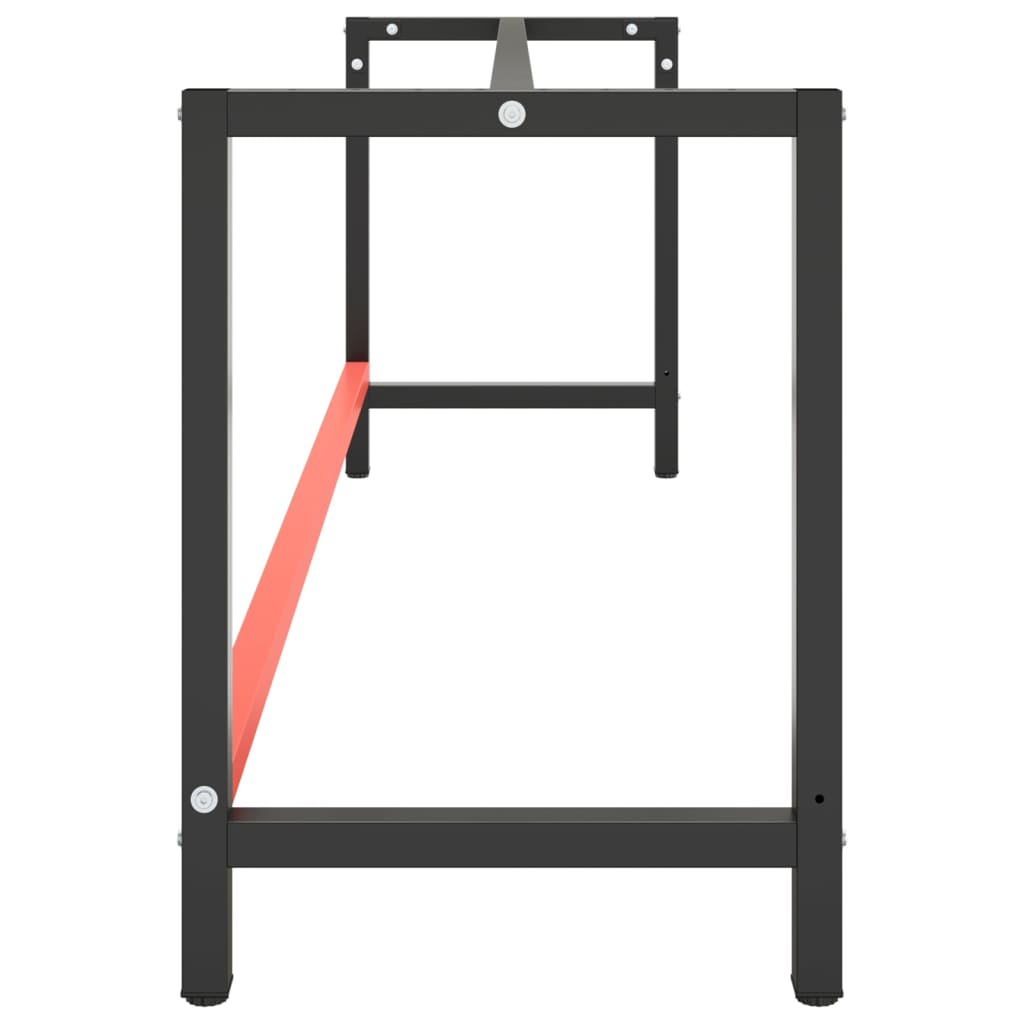 stel til arbejdsbænk 220x57x79 cm metal mat sort og mat rød