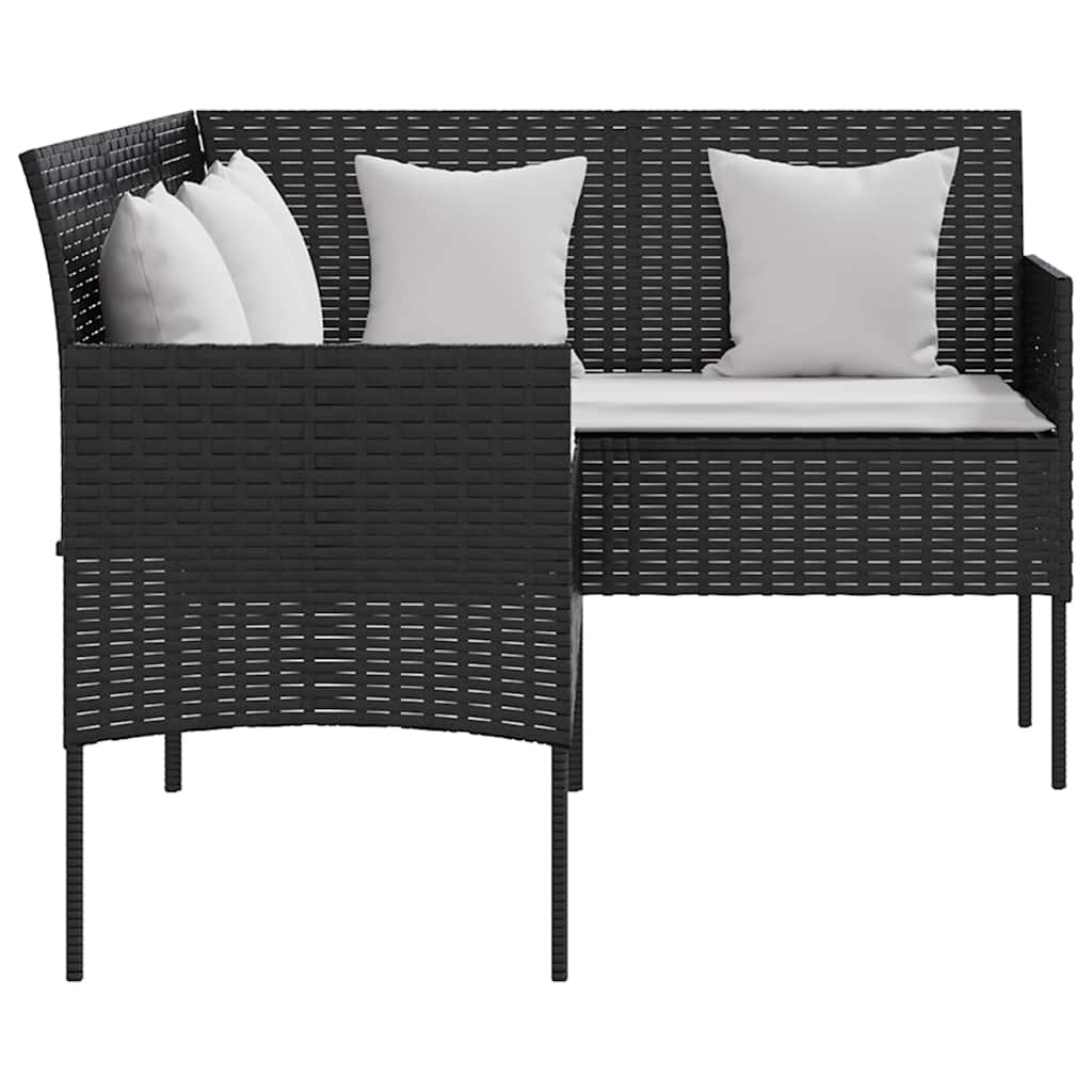 sofasæt med hynder 5 dele L-facon polyrattan sort
