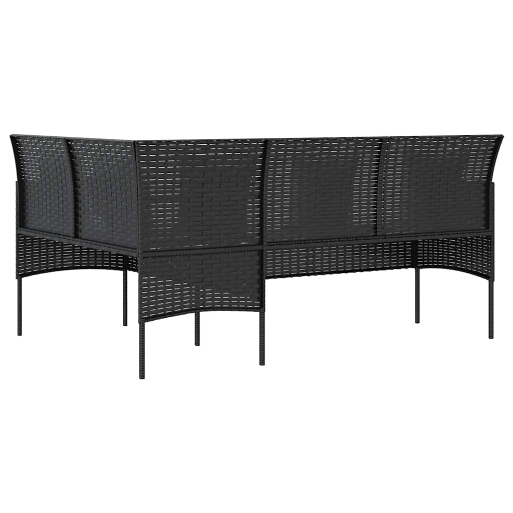 sofasæt med hynder 5 dele L-facon polyrattan sort