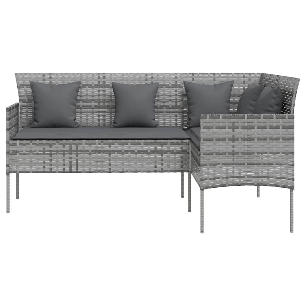 sofasæt med hynder 5 dele L-facon polyrattan grå
