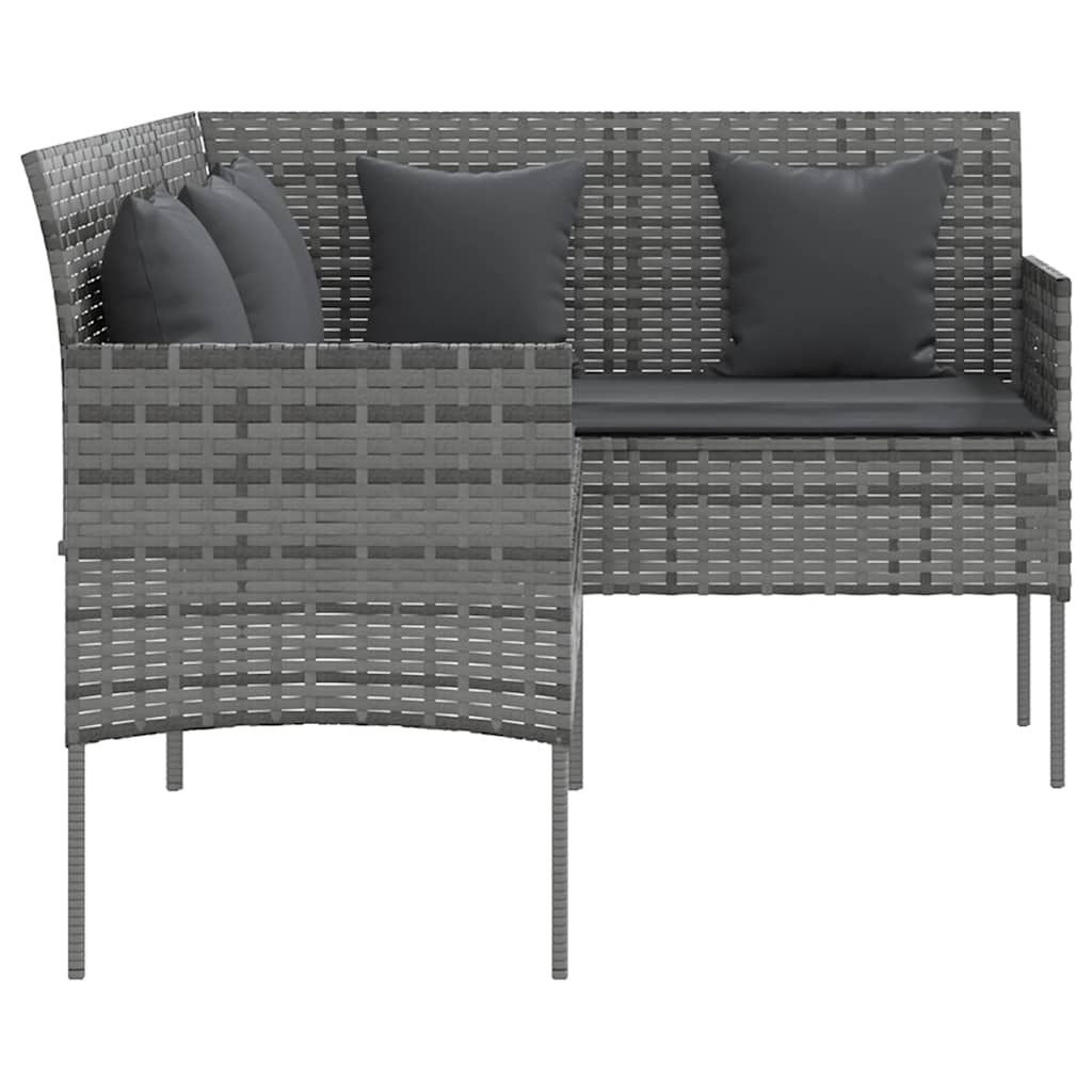 sofasæt med hynder 5 dele L-facon polyrattan grå