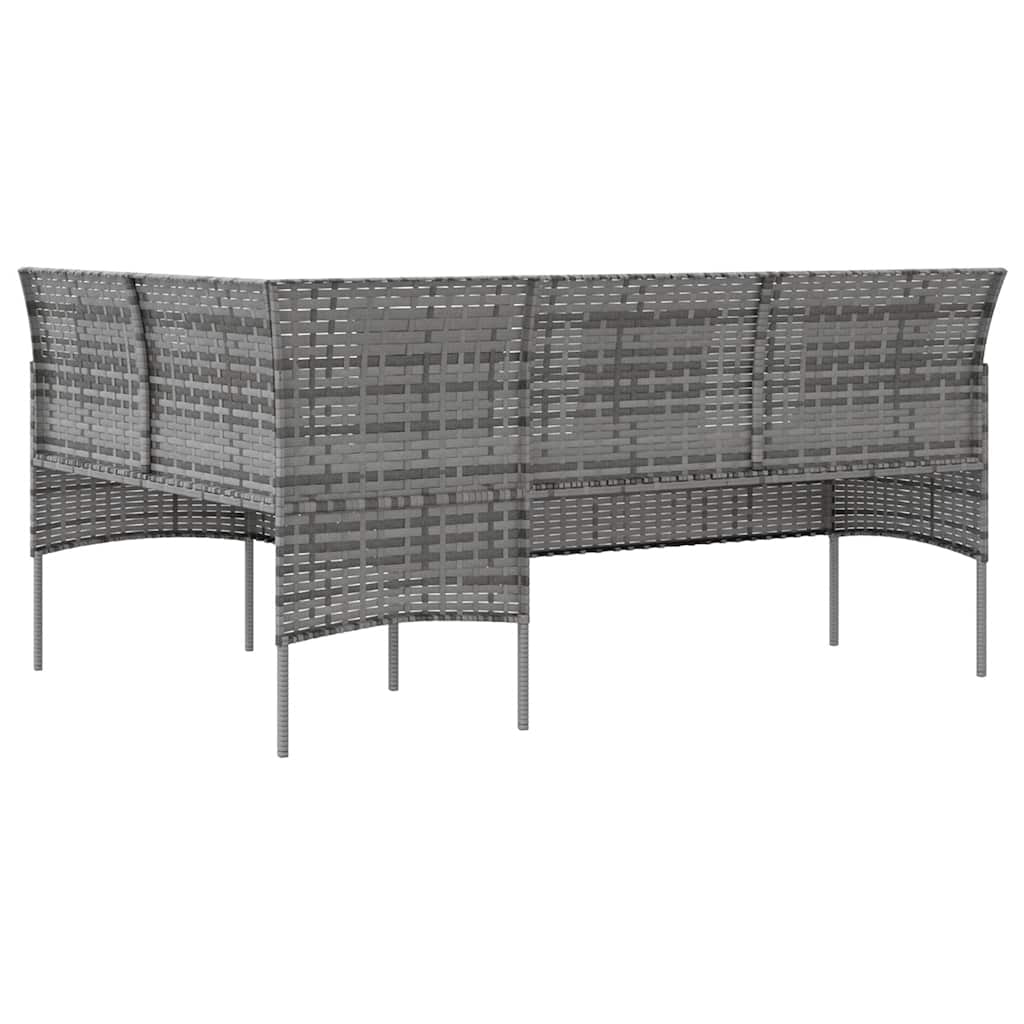sofasæt med hynder 5 dele L-facon polyrattan grå