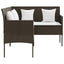 L-formet sofa med hynder polyrattan brun