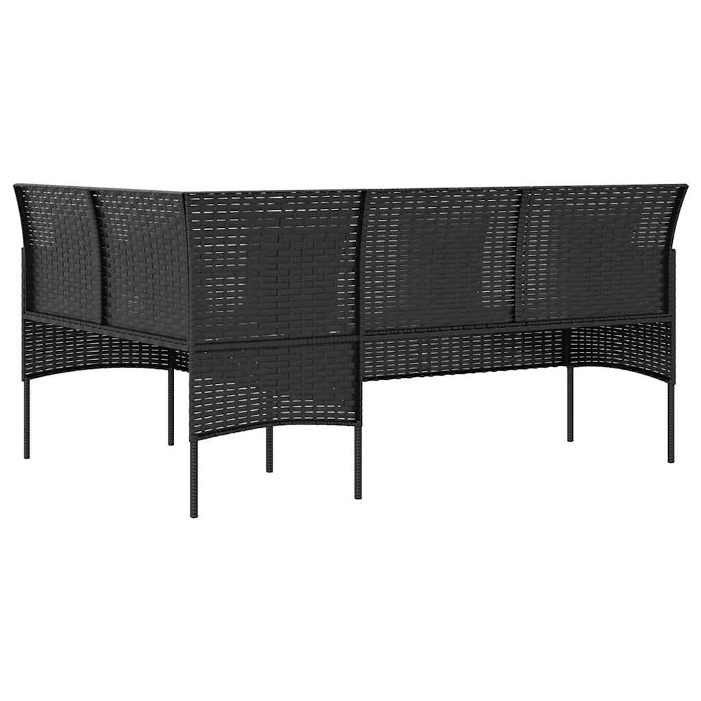 L-formet sofa med hynder polyrattan sort