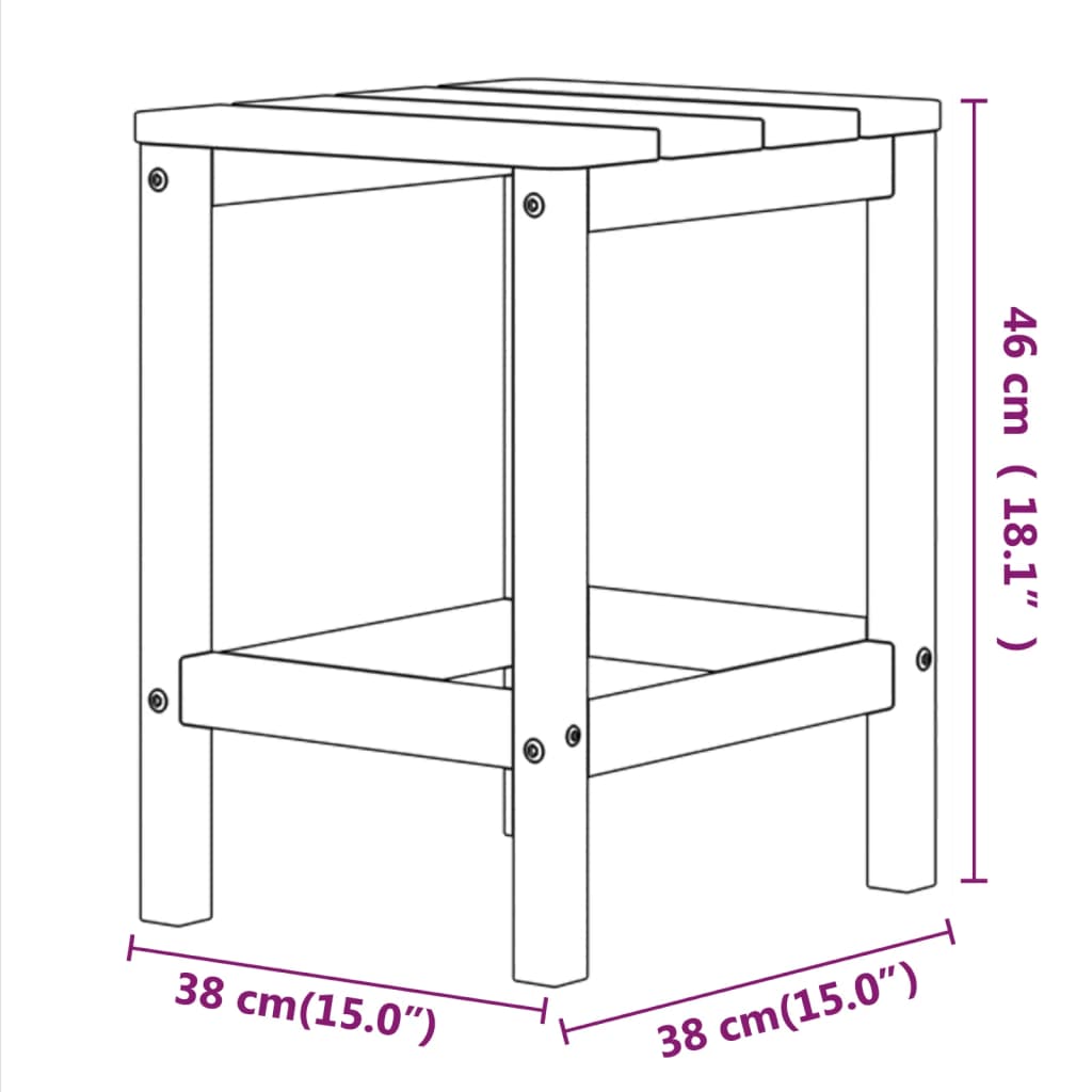 Adirondack-havebord 38x38x46 HDPE hvid