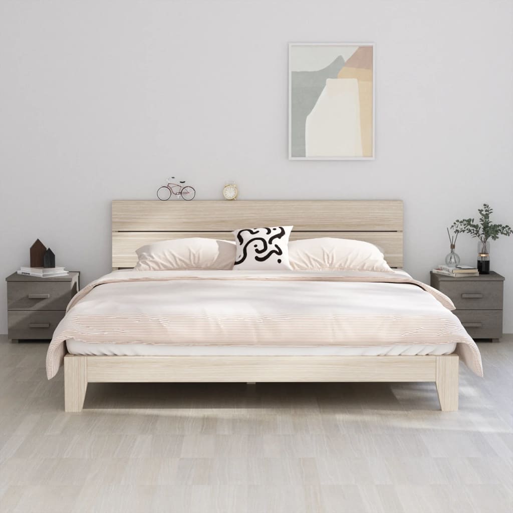 sengeskab HAMAR 2 stk. 40x35x44,5 cm massivt fyrretræ lysegrå
