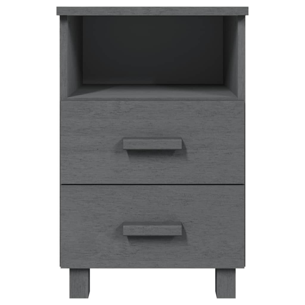 sengebord HAMAR 40x35x62 cm massivt fyrretræ mørkegrå
