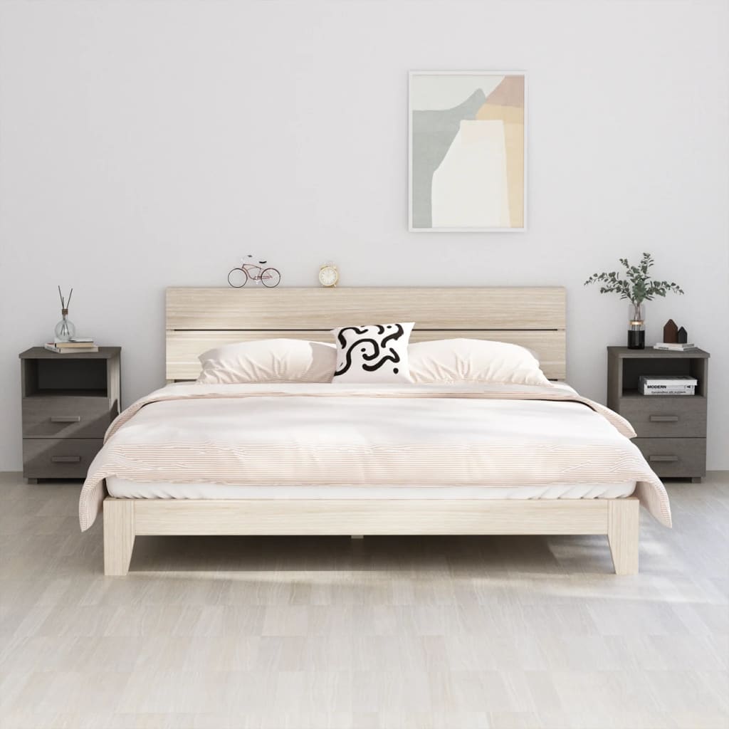 sengeskab HAMAR 2 stk. 40x35x62 cm massivt fyrretræ lysegrå