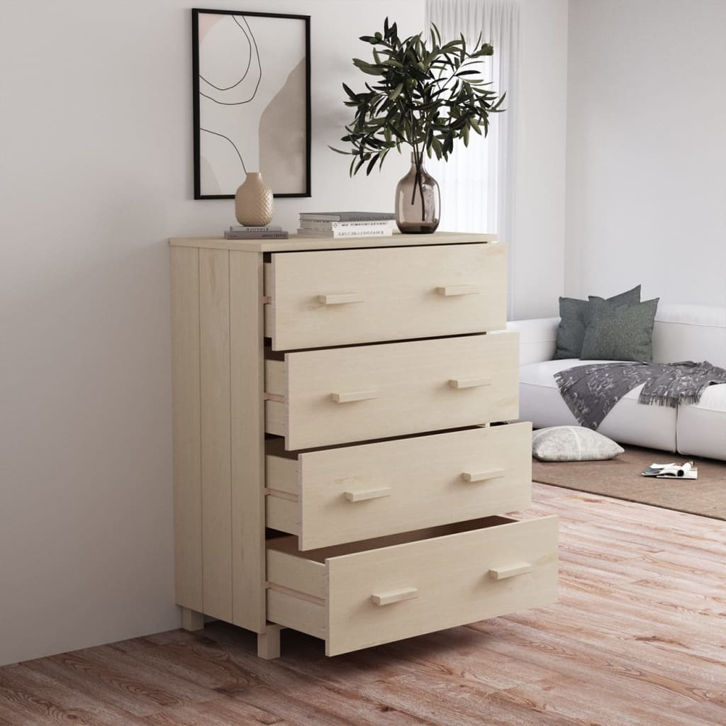 skænk HAMAR 79x40x103,5 cm massivt fyrretræ honningbrun