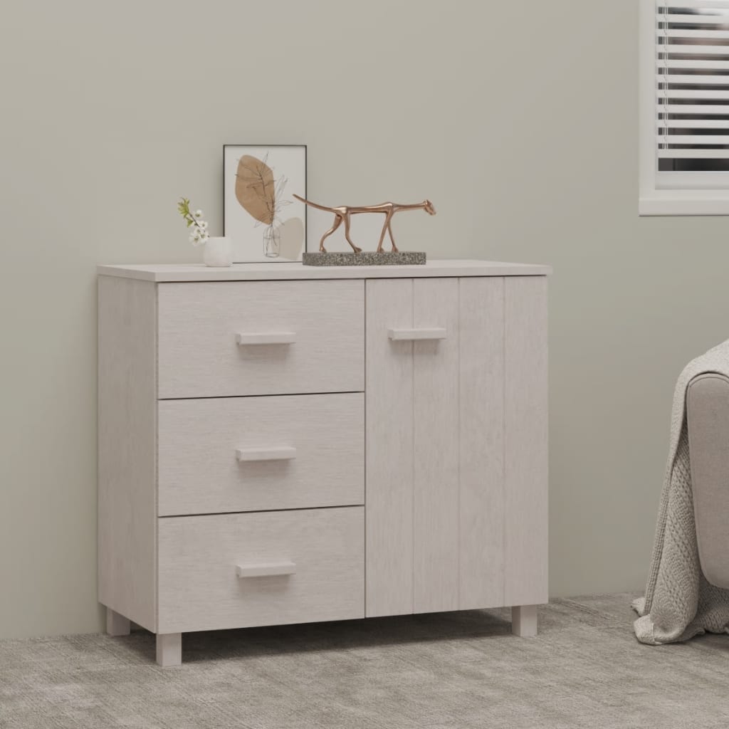 skænk HAMAR 90x40x80 cm massivt fyrretræ hvid