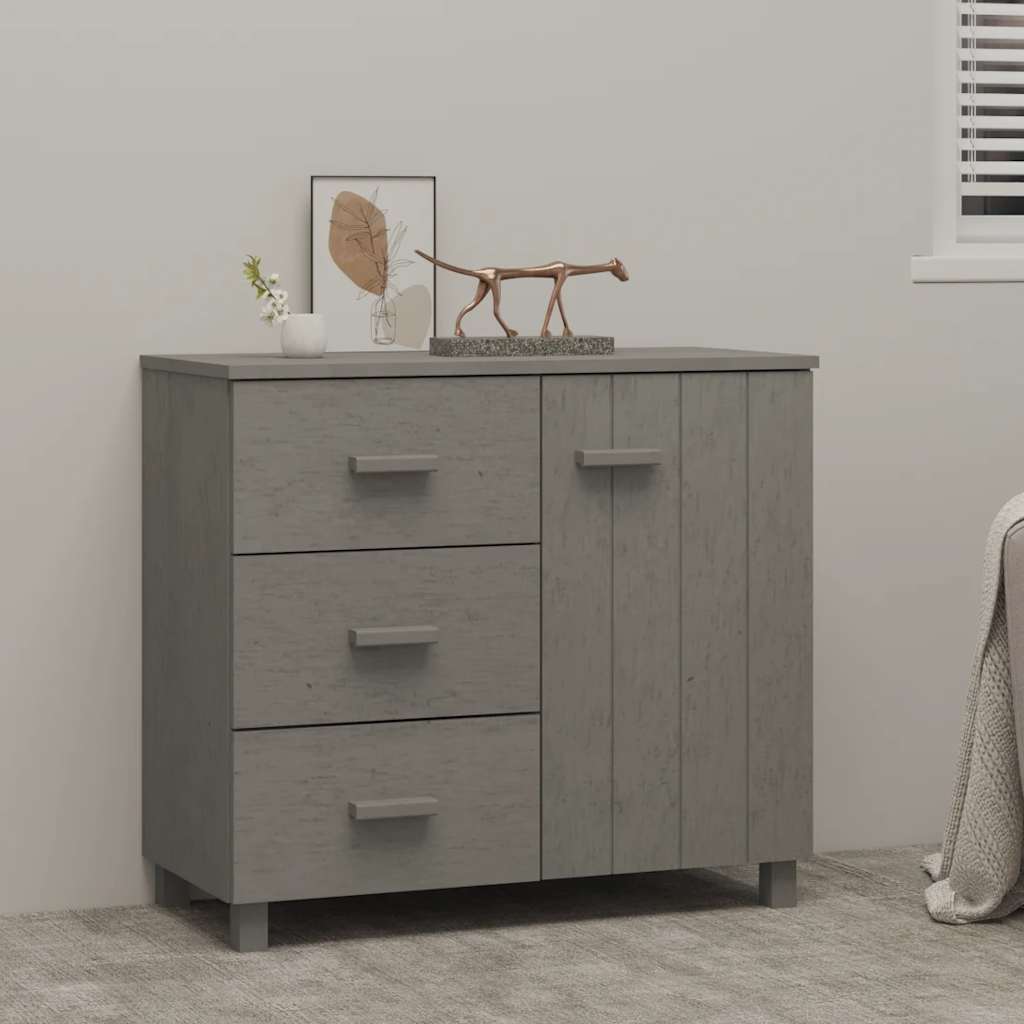 skænk HAMAR 90x40x80 cm massivt fyrretræ lysegrå