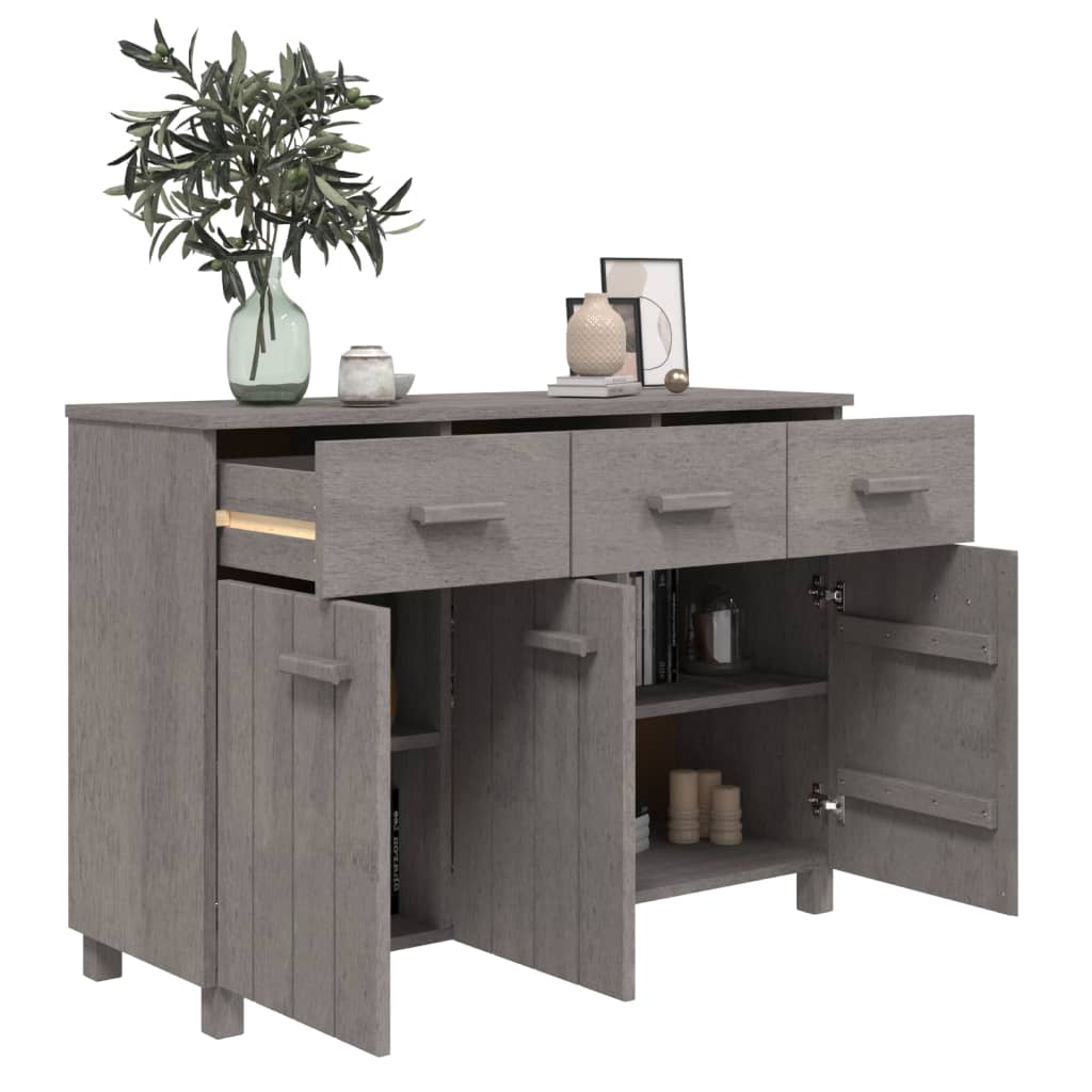 skænk HAMAR 113x40x80 cm massivt fyrretræ lysegrå