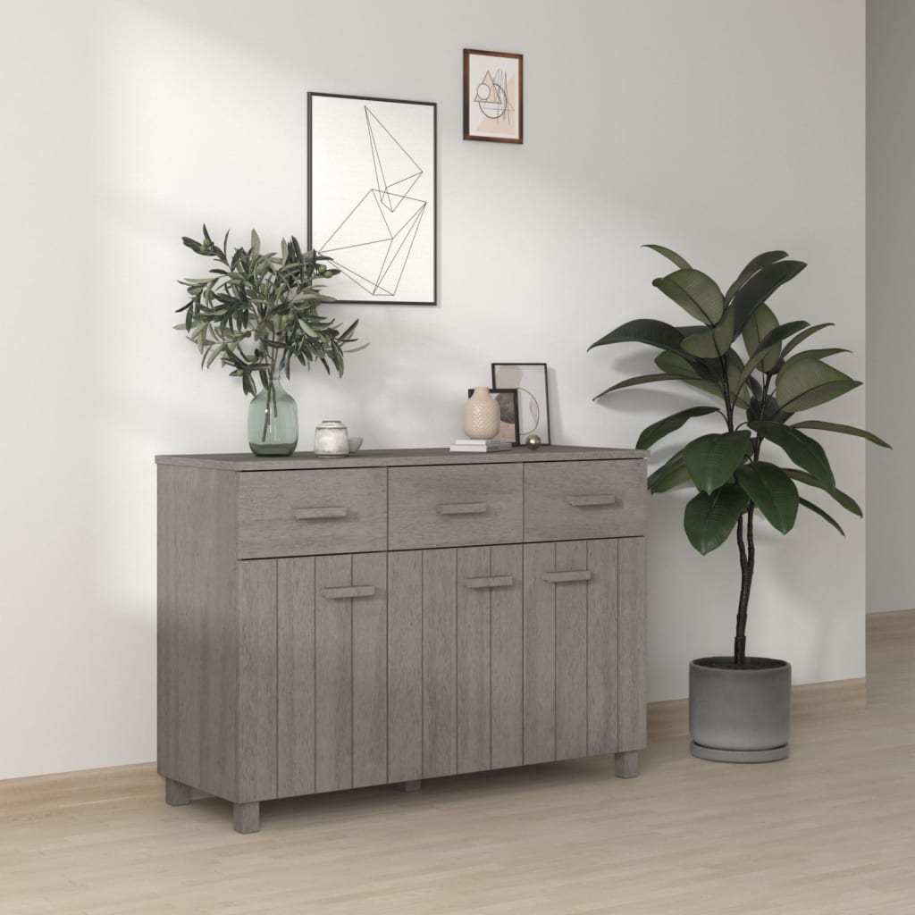 skænk HAMAR 113x40x80 cm massivt fyrretræ lysegrå