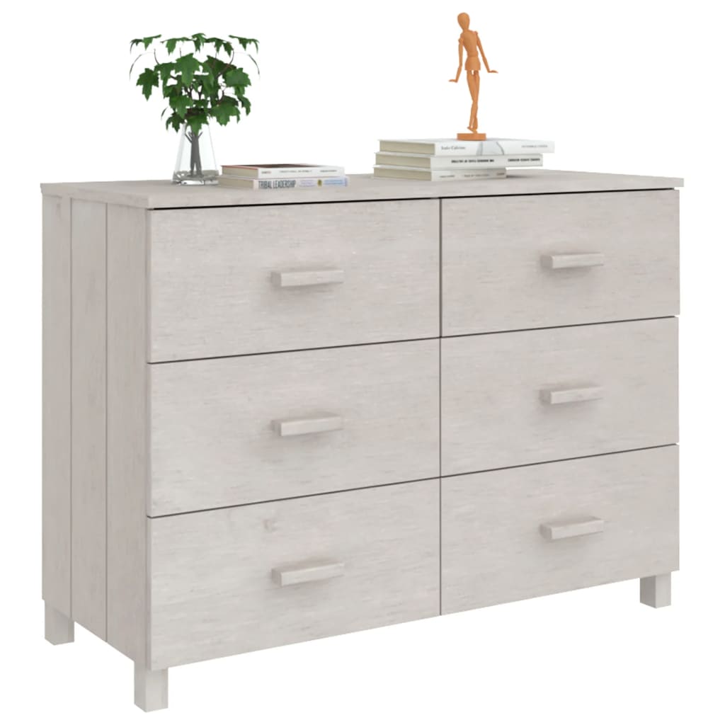 skænk HAMAR 113x40x80 cm massivt fyrretræ hvid