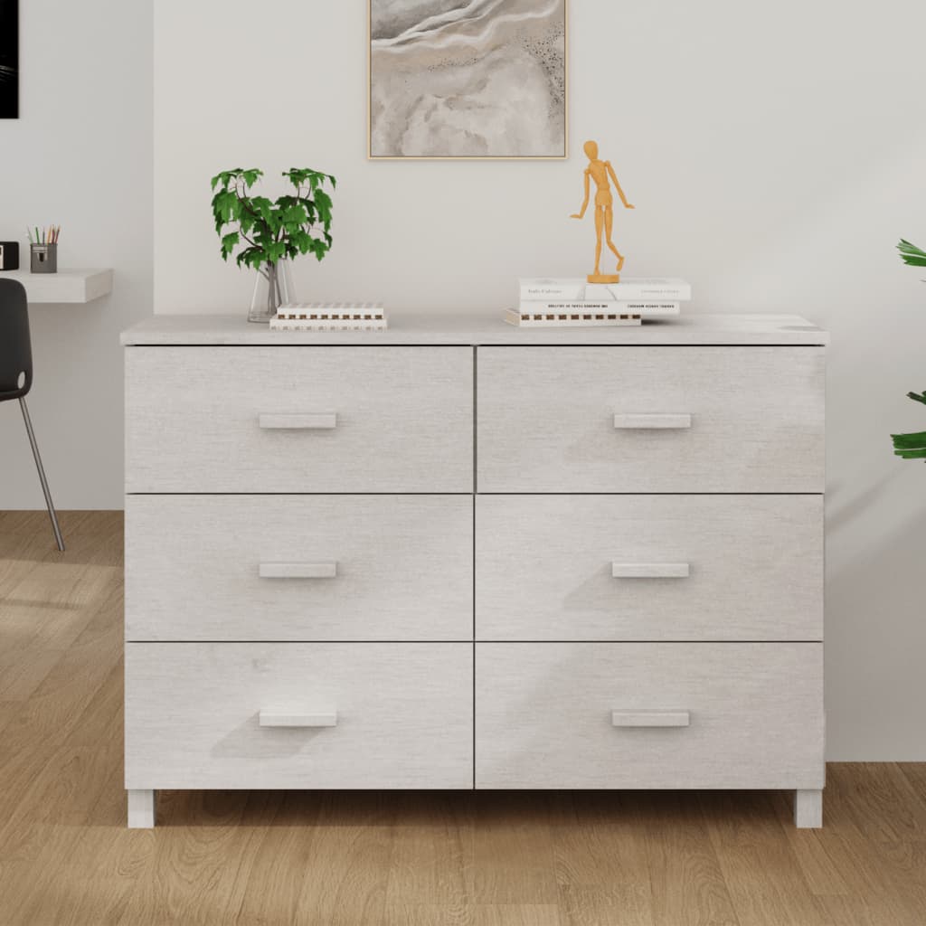 skænk HAMAR 113x40x80 cm massivt fyrretræ hvid