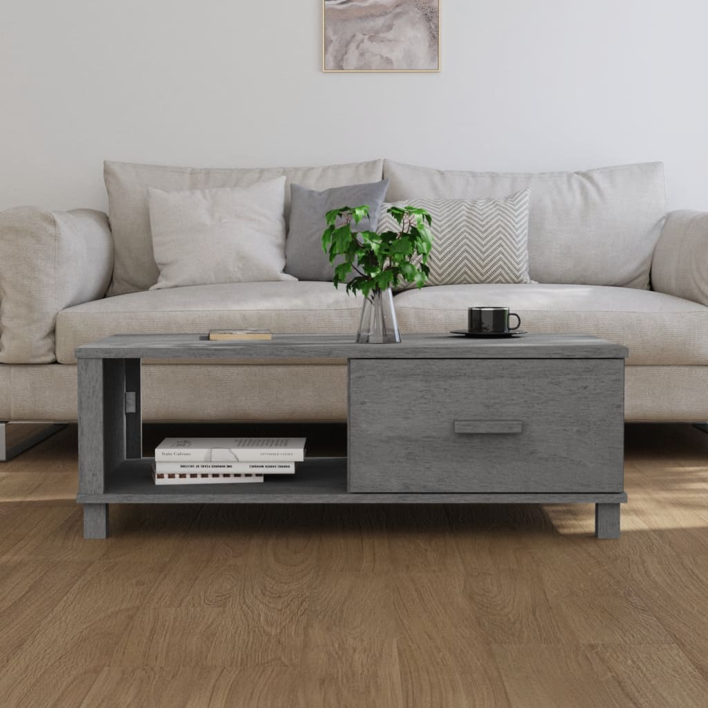 vidaXL sofabord HAMAR 100x55x35 cm massivt fyrretræ mørkegrå