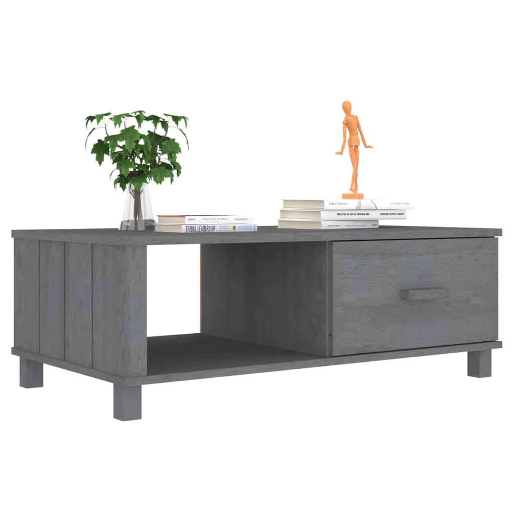 vidaXL sofabord HAMAR 100x55x35 cm massivt fyrretræ mørkegrå