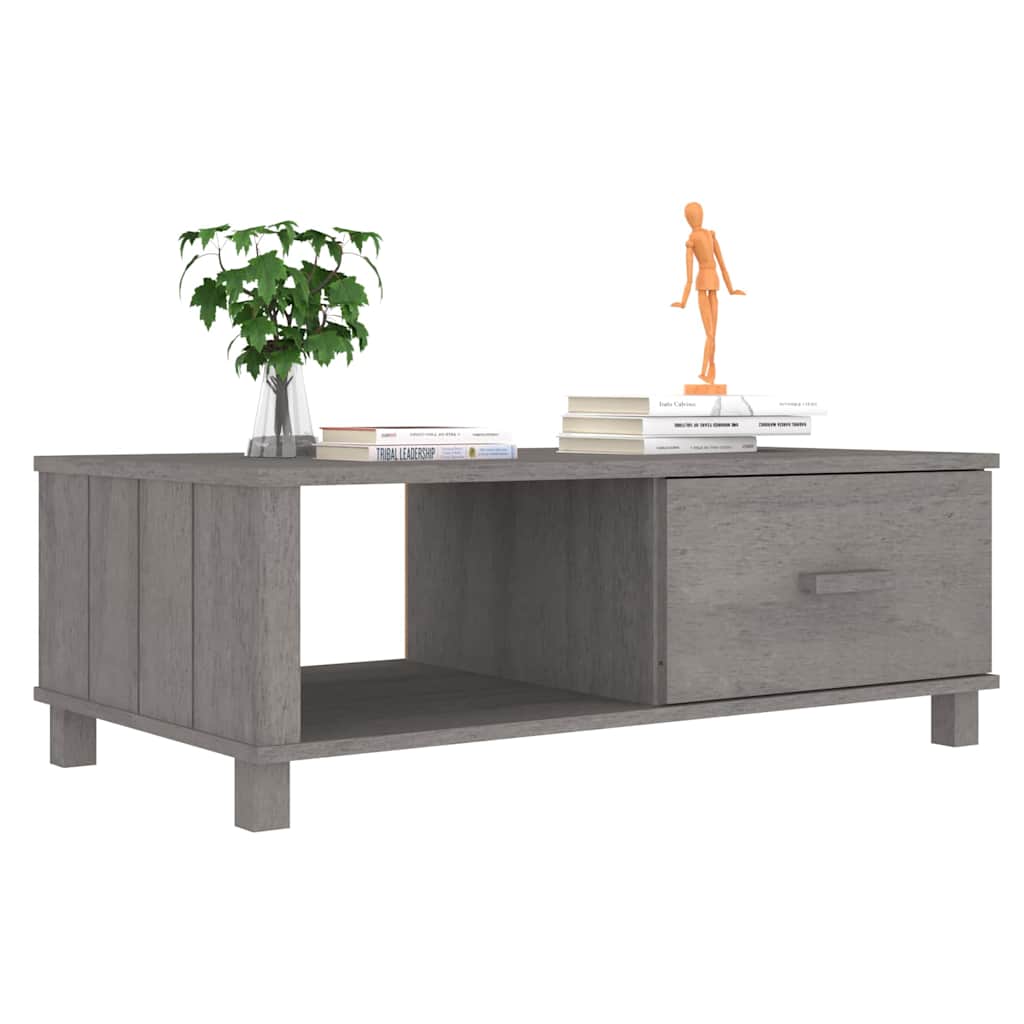vidaXL sofabord HAMAR 100x55x35 cm massivt fyrretræ lysegrå